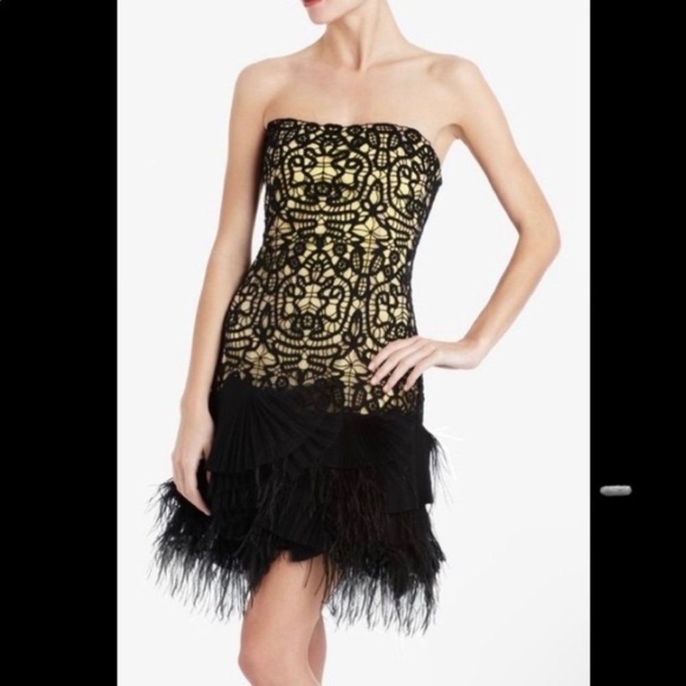BCBGMAXAZRIA Runway Black and Yellow Dress Size 10